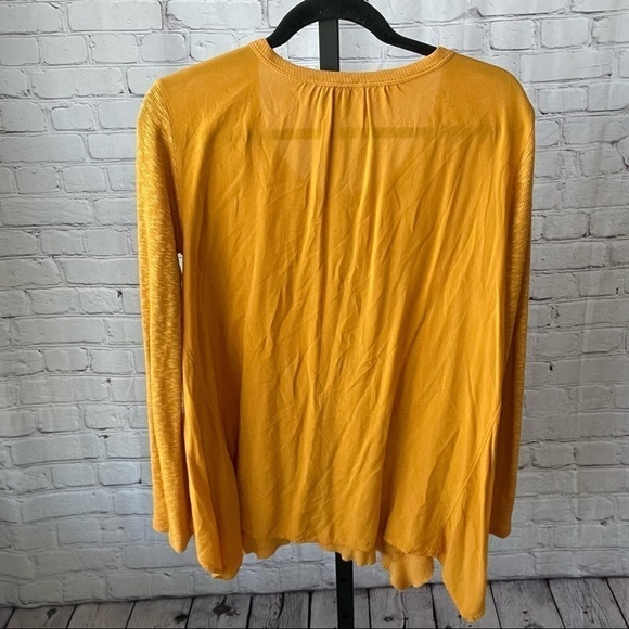 Anthro Left of Center Dara Pull Over Slub Knit Raw Hem Mustard Top Size XS - Picture 3 of 5